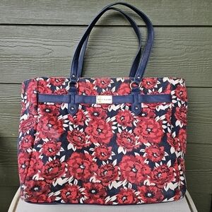 Tommy Hilfiger Floral Tote Hand Shoulder Bag Purse Red White Blue Spring Flowers